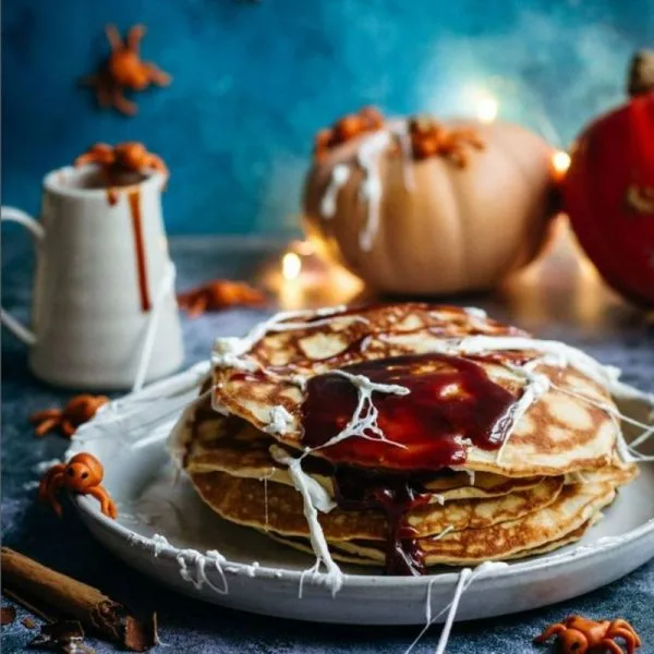 Pancakes with Pumpkin spice caramel sauce