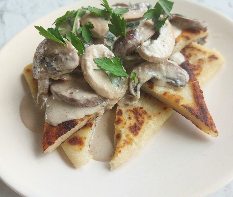 Potato Bread with Creamy Mushrooms